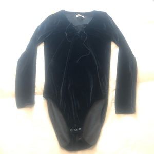 Hollister Black Velvet Lace-Up Bodysuit